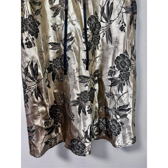 Dentelle Satin Babydoll Intimate Black and Gold Chemise Slip Dress - Picture 3 of 15